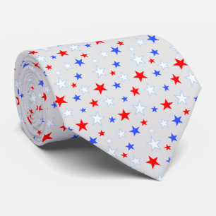 Corbata Elegantes estrellas azules rojas blancas sobre gri