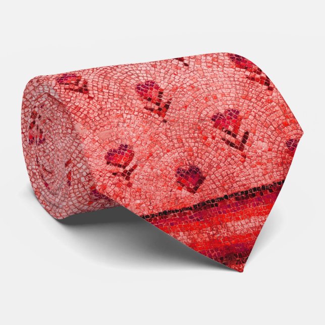 Corbata ELEGANTES FLORES DE MOSAICO ROMANO SENCILLO Rosa R (Enrollado)