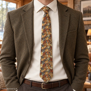 Corbata Elegantes hojas de otoño en vidrio emplomado - Oto