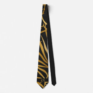 Corbata Elegantes iniciales con patrón de hoja de palma en