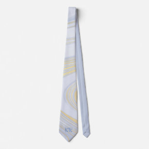 Corbata Elegantes iniciales con patrón de mármol azul past