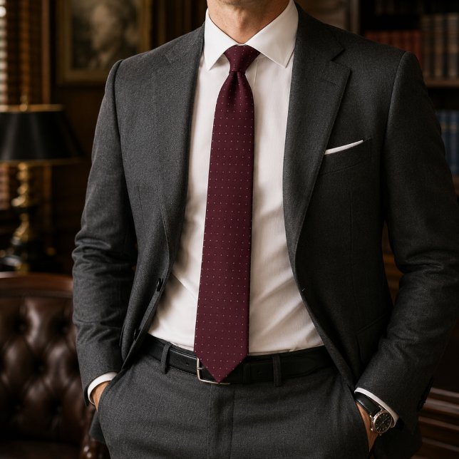 Corbata Elegantes Micro Puntos Borgoña (Subido por el creador)