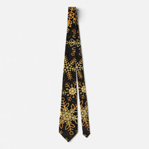 Corbata Elegantes Navidades de copos de nieve de oro   Nec