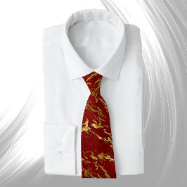 Corbata Elegantes Navidades de Faux Marble Red Gold