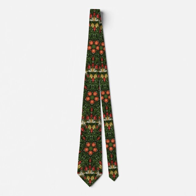 Corbata Elegantes Navidades Wreath Red Green Kaleidoscópic (Anverso)