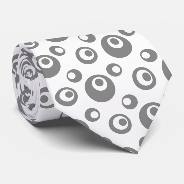 Corbata Elegantes Puntos Gris Sobre Fondo Blanco (Enrollado)