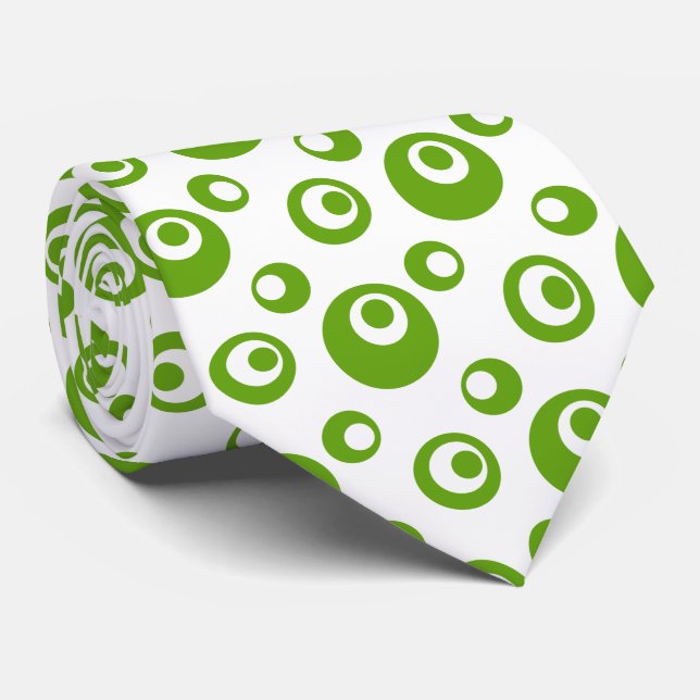 Corbata Elegantes puntos verdes sobre fondo blanco (Enrollado)