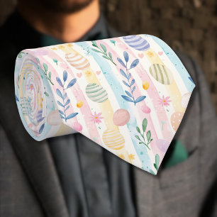 Corbata Elegantes rayas de Pascua de acuarela pastel Huevo