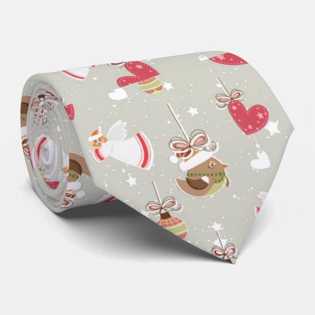 Corbata Elementos de Navidad Ángeles Pajaritos (Enrollado)