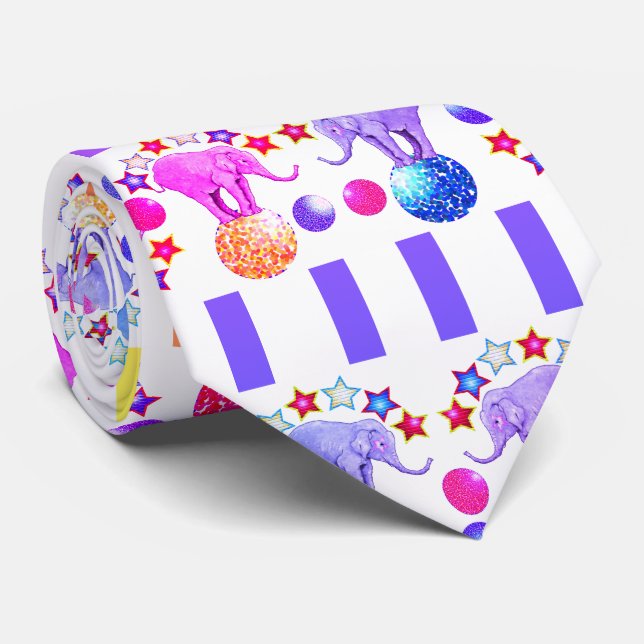 Corbata Elephant Circus Stars Stripes Carnaval (Enrollado)