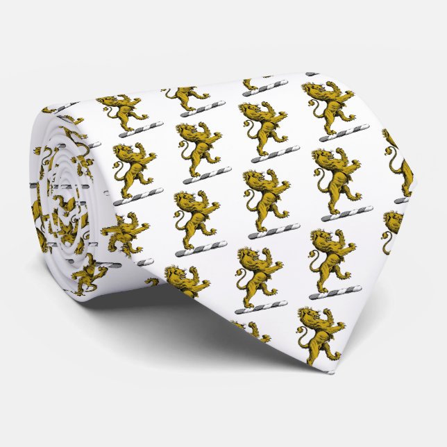 Corbata Emblema de cimera de león de pie heráldico C (Enrollado)