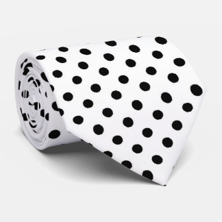 Corbata Emblema de puntos de polka blanco negro