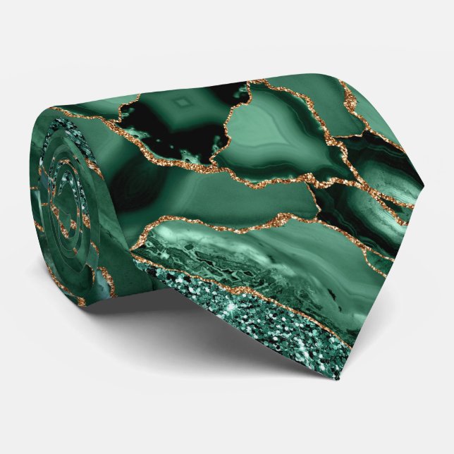 Corbata Emerald Green Gold Glitter Neck Tie (Enrollado)