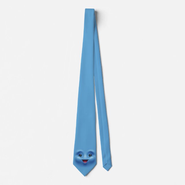 Corbata Emoji azul de la cara linda (Anverso)