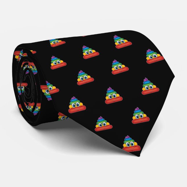 Corbata Emoji de caca de arcoíris moderno (Enrollado)