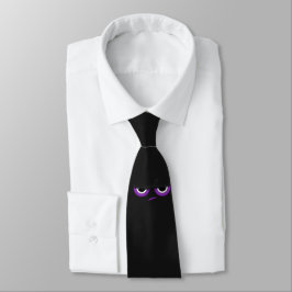 Corbata Emoji de ninja enfadada y negra