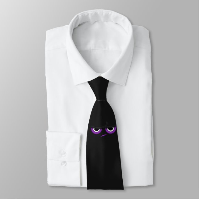 Corbata Emoji de ninja enfadada y negra (Atado)