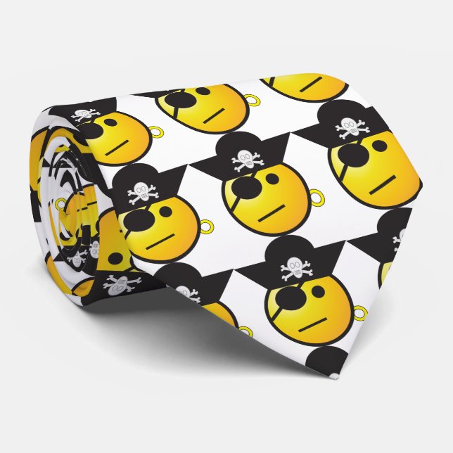 Corbata Emoticon pirata. Amarillo y negro (Enrollado)