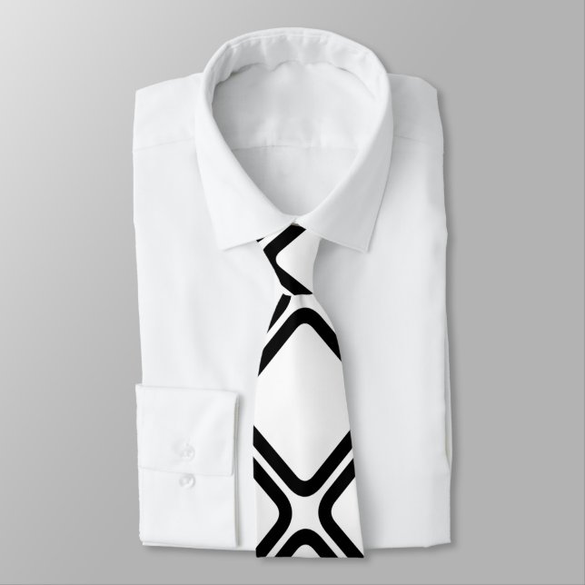 Corbata Empate de patrón cuadrado blanco negro (Atado)