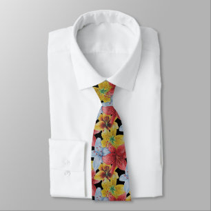Corbata en negrita en todo el patrón floral flores colorid