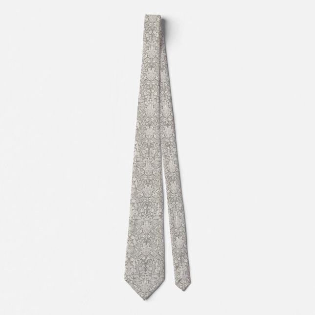 Corbata Encaje Blanco Damasco Floral Simple (Anverso)