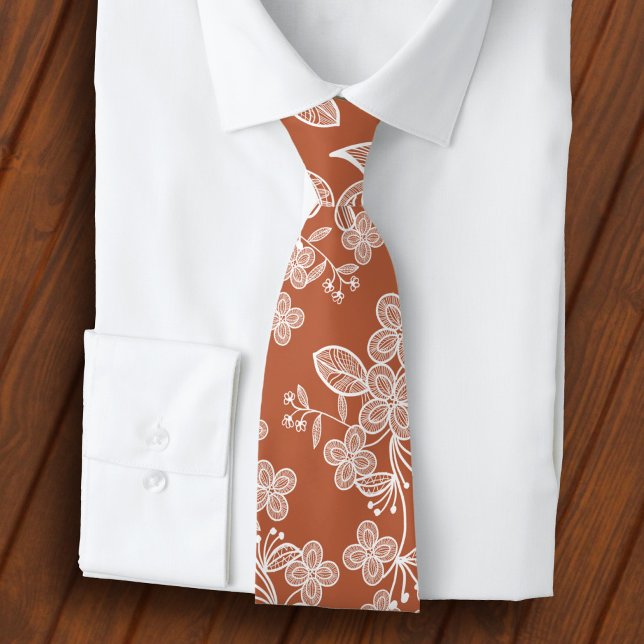 Corbata Encaje blanco sobre terracota (Subido por el creador)