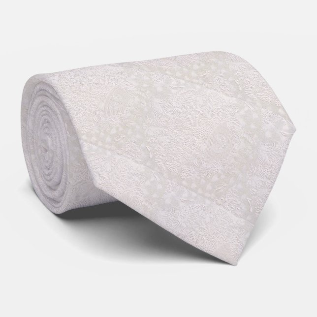 Corbata Encaje decorativo rosa sobre blanco (Enrollado)