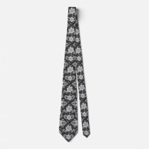 Corbata Encaje floral blanco sobre negro