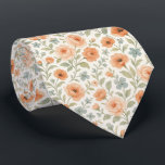Corbata Encantador patrón de arte floral francés chic desg<br><div class="desc">Esta corbata única presenta un patrón encantador y contemporáneo de estilo chic francés desgastado. Presenta un diseño floral botánico con hermosas rosas coral naranja pastel, flores azul pizarra claro y hojas verde salvia dispuestas sobre un fondo blanco crujiente. Esta corbata distintiva y elegante es perfecta para el empresario profesional y...</div>