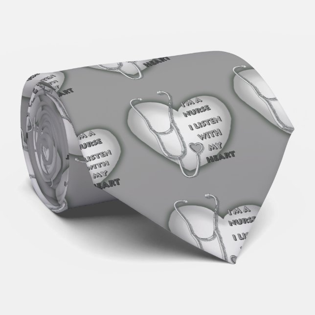Corbata Enfermera de Corazón Gris (Enrollado)
