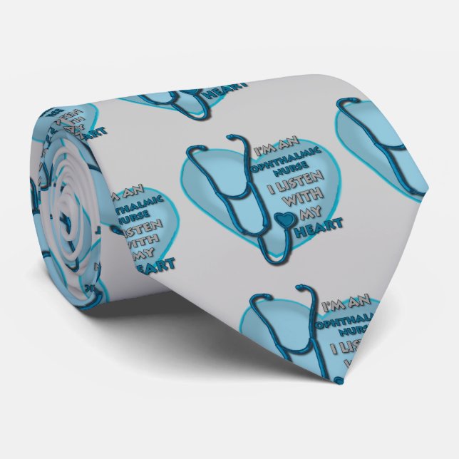Corbata Enfermera Oftálmica Corazón Azul (Enrollado)
