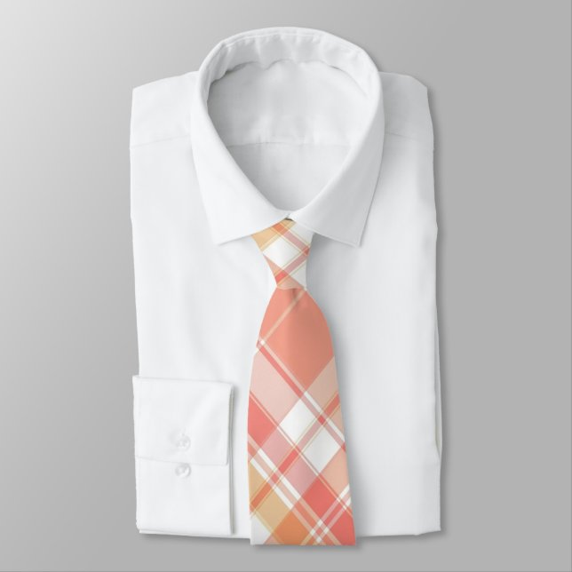 Corbata Engranaje, salmón y blanco (Atado)
