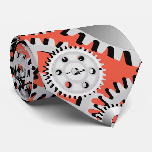 Corbata Engranajes Plata Naranja Mecánico de Vapor Ingenie (Enrollado)