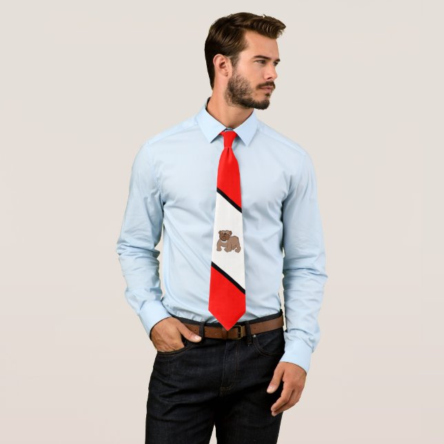 Corbata Equipo Deportivo bulldog Red White Necktie (In situ)