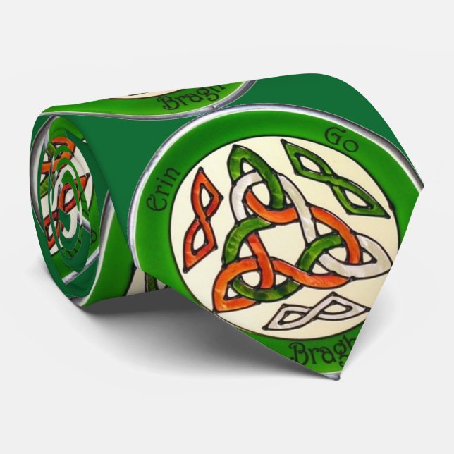 Corbata Erin Go Bragh St. Patrick's Day Trinity Knot Tie (Enrollado)