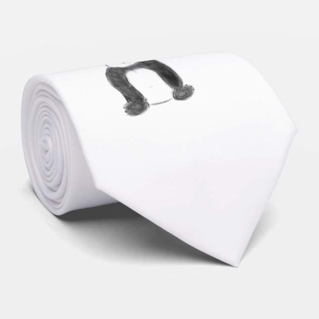 Corbata Esbozo de panda blanco y negro (Enrollado)