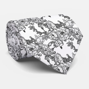 Corbata Escala de grises de rama de rosa