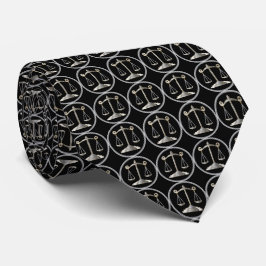 Corbata Escalas de justicia | Ley - Negro y Plata