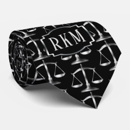 Corbata Escalas de plata elegantes del monograma de la ley