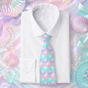 Corbata escamas de sirena turquesa rosa púrpura pastel bon