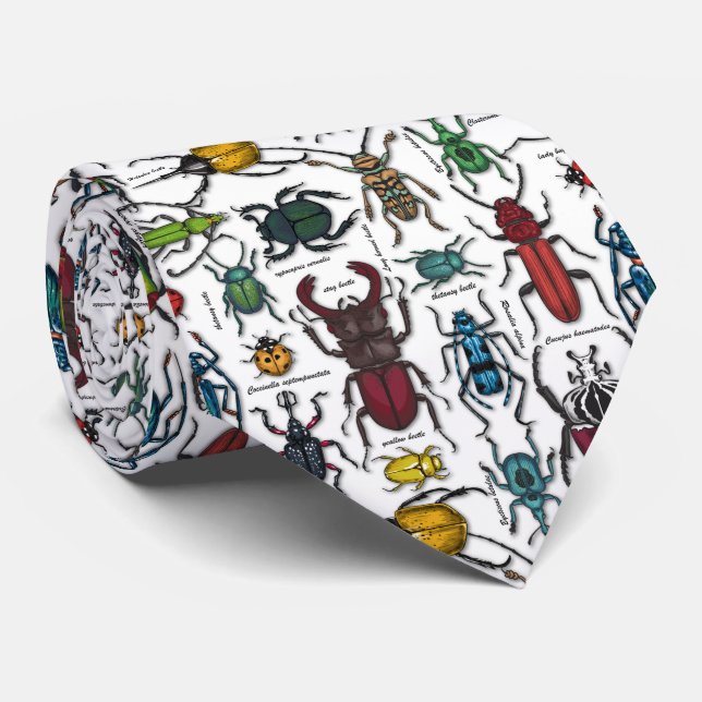 Corbata Escarabajos blancos (Enrollado)