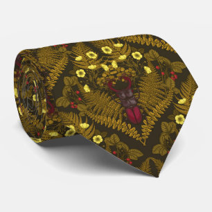Corbata Escarabajos Stag y helechos
