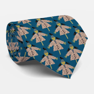 Corbata Escarecrow de paja de Halloween y Ravens Pattern