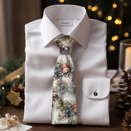 Corbata Escena de invierno Santa Skulls Árboles navideños