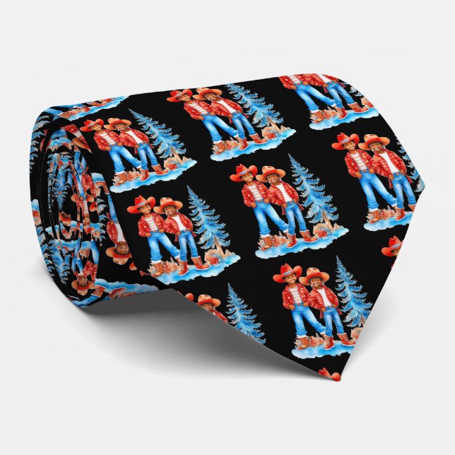 Corbata Escena de Navidades de invierno de la pareja de le (Enrollado)