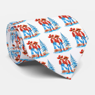 Corbata Escena de Navidades de invierno de la pareja de le