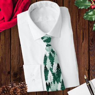 Corbata Escena de nieve del bosque invernal Árboles Patrón