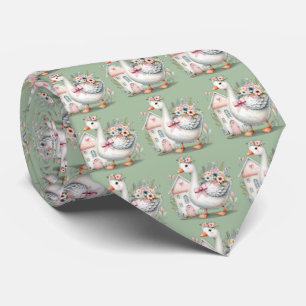 Corbata Escena Floral de Casa de Ganso de Cabaña