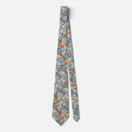 Corbata Escena floral en azul