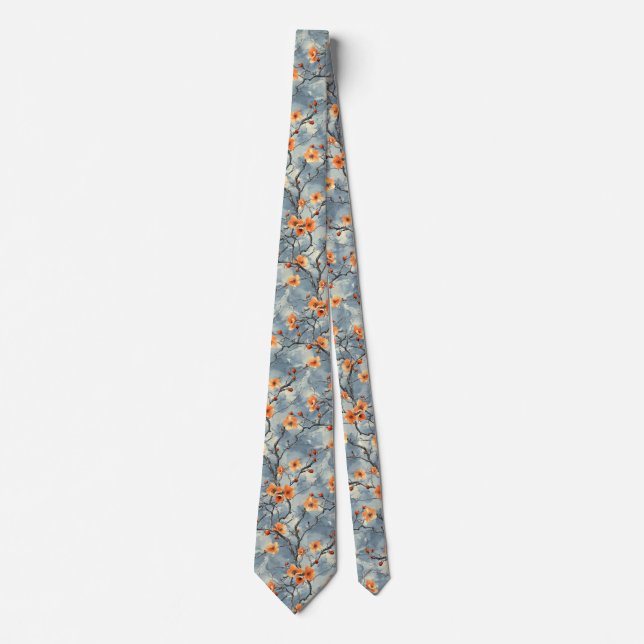 Corbata Escena floral en azul (Anverso)